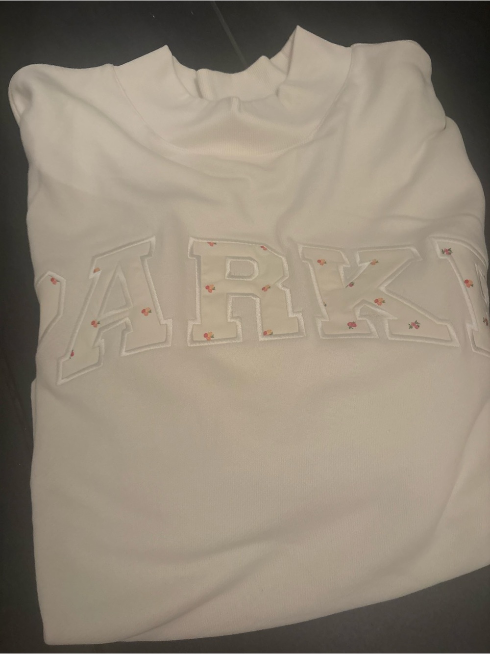 Parker White Crewneck Sweatshirt with Embroidered Lettering